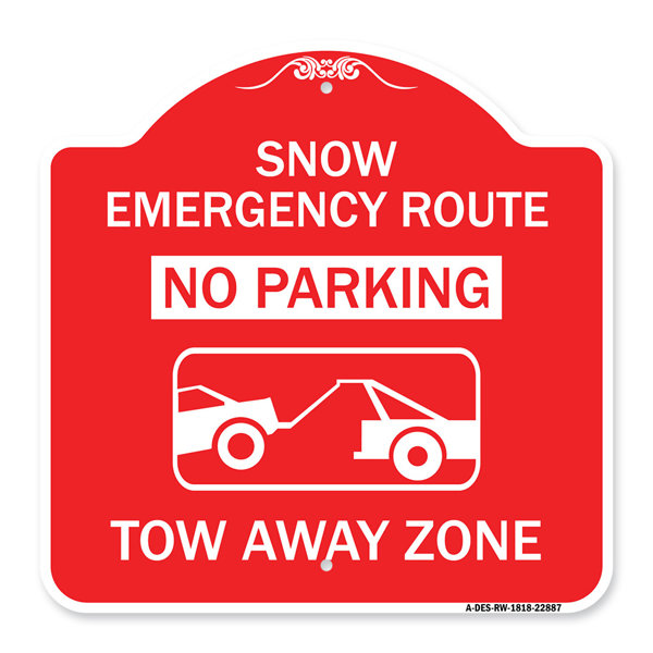 Signmission Designer Series Sign Snow Emergency Route, Tow Away Zone
